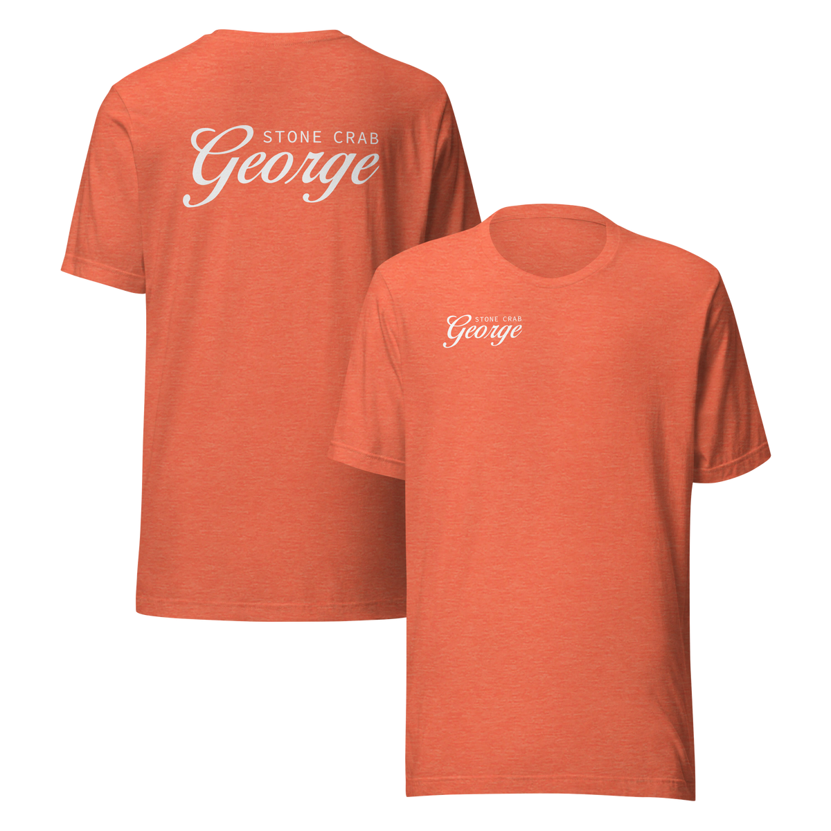 A dusty rose short-sleeve t-shirt shown from both front and back. The front features a small white and blue sunburst graphic on the left chest.